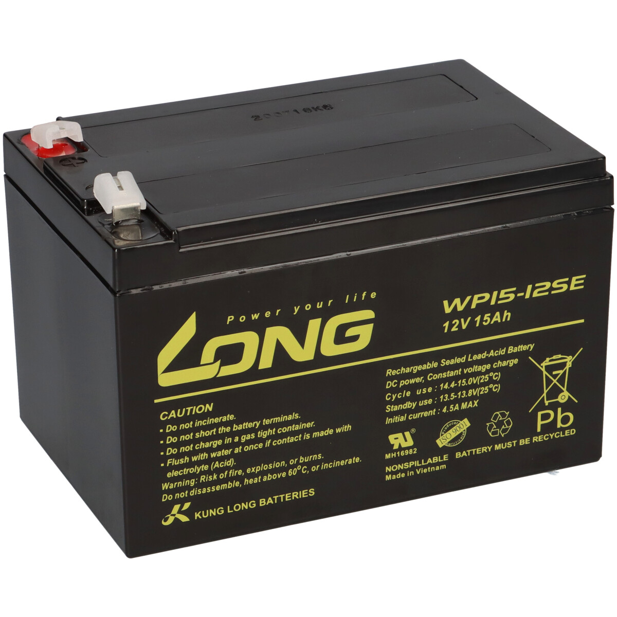 Kung Long WP15-12SE 12V 15Ah AGM – Ersatz für Panasonic LC-RA1215P1