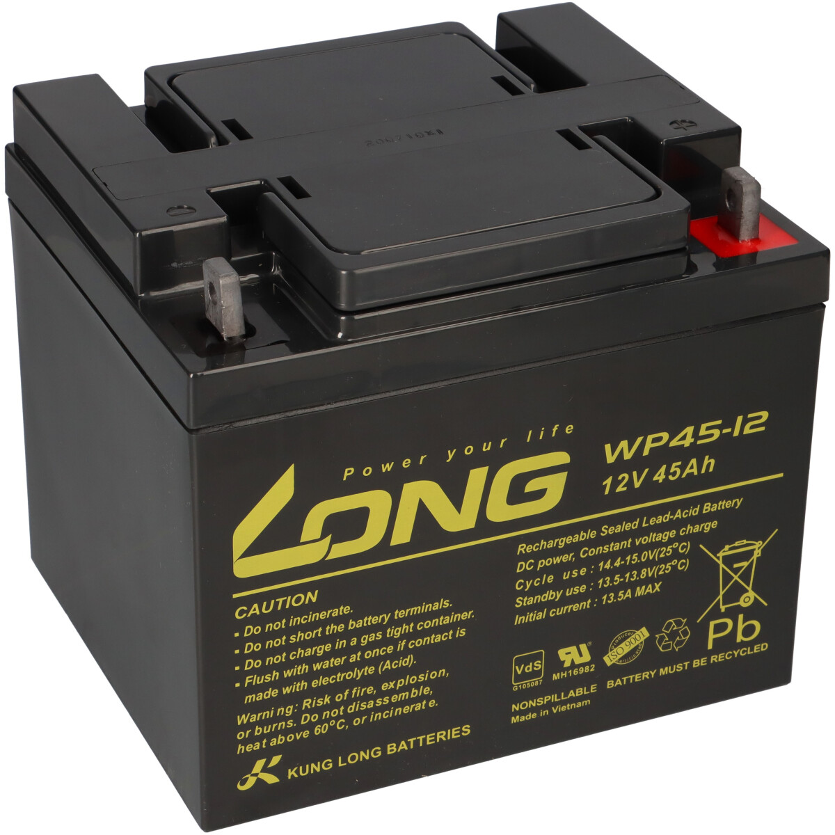 Kung Long WP45-12 AGM Akku 12V 45Ah VdS G105087 – passend für Panasonic LC-P1242AP