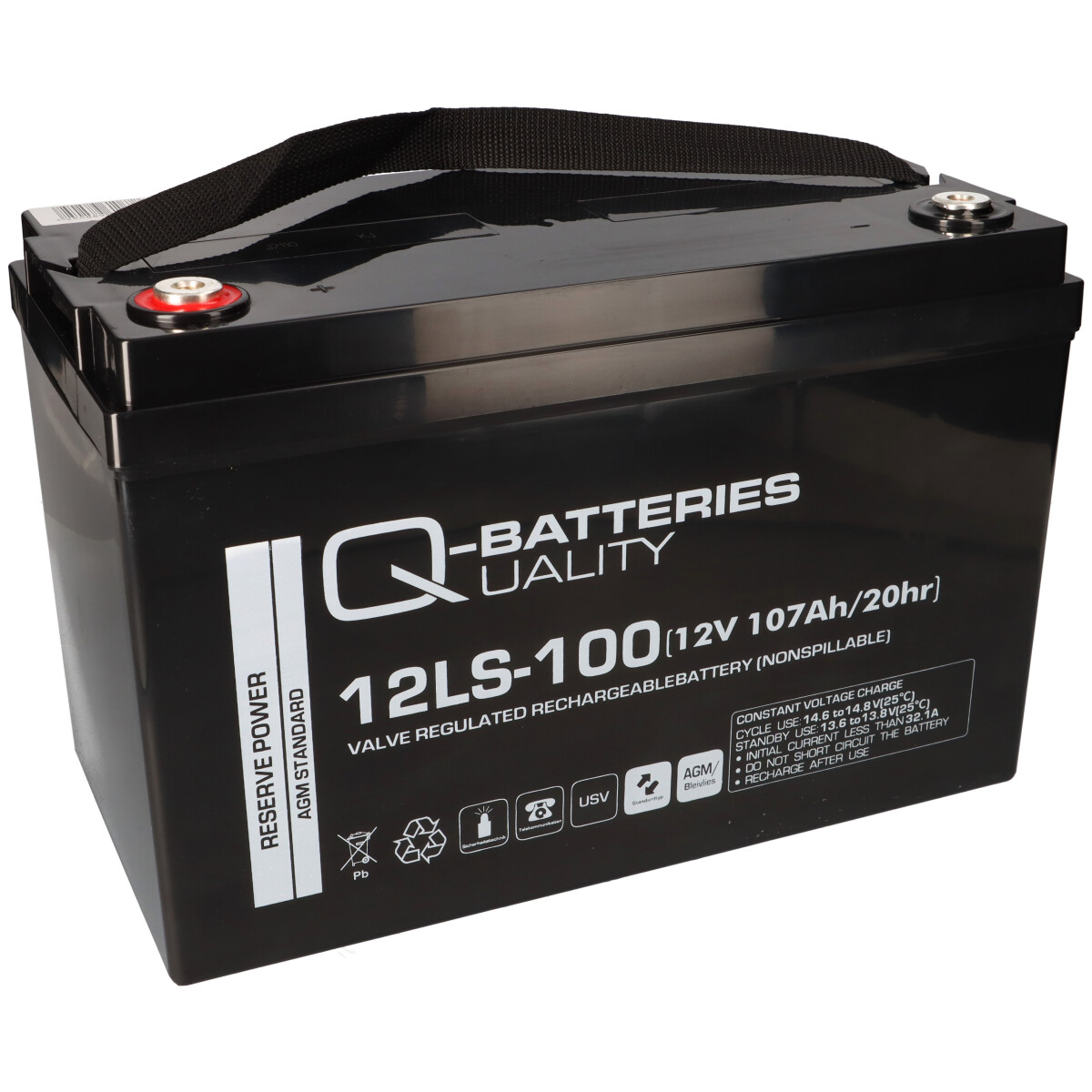 Quality-Batteries 12LS-100 12V 107Ah AGM Akku – passend für Panasonic LC-XB12100P