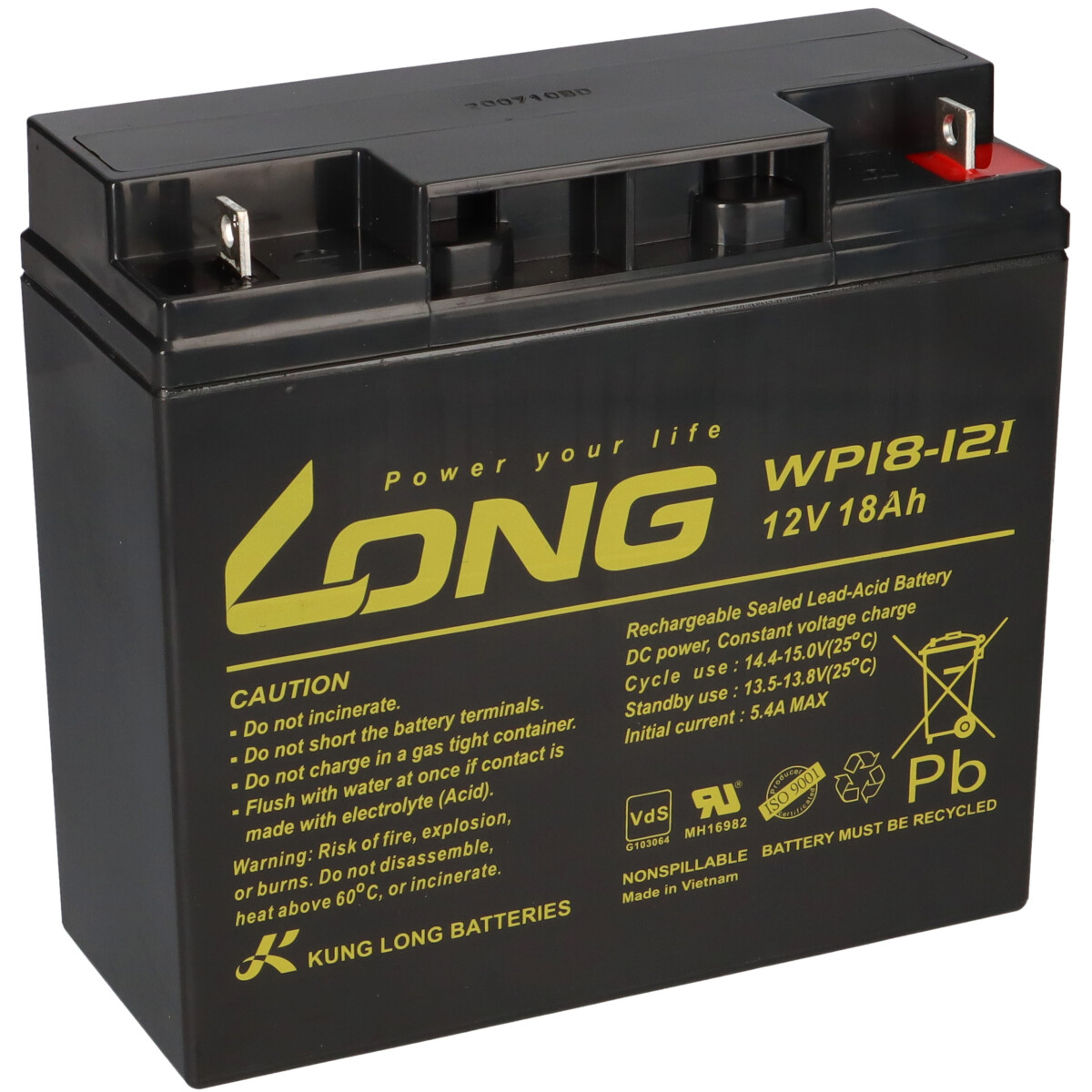 Kung Long WP18-12I 12V 18Ah AGM Akku VdS – passend für Panasonic LC-P1220P