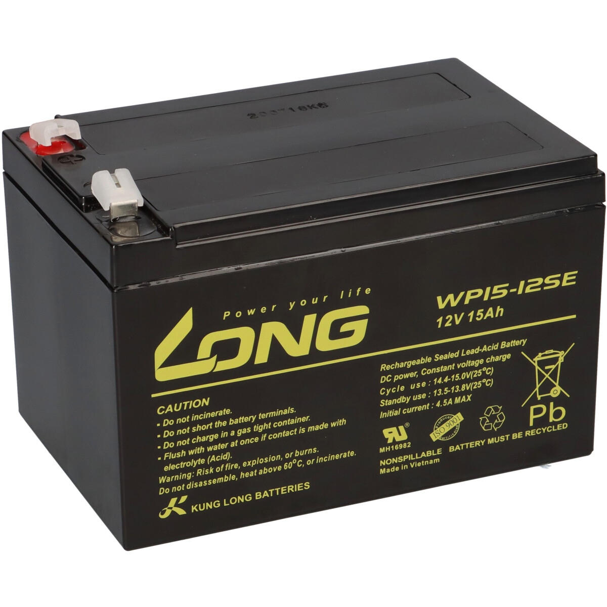 Kung Long WP15-12SE 12V 15Ah AGM – Ersatz für Panasonic LC-CA1215P1