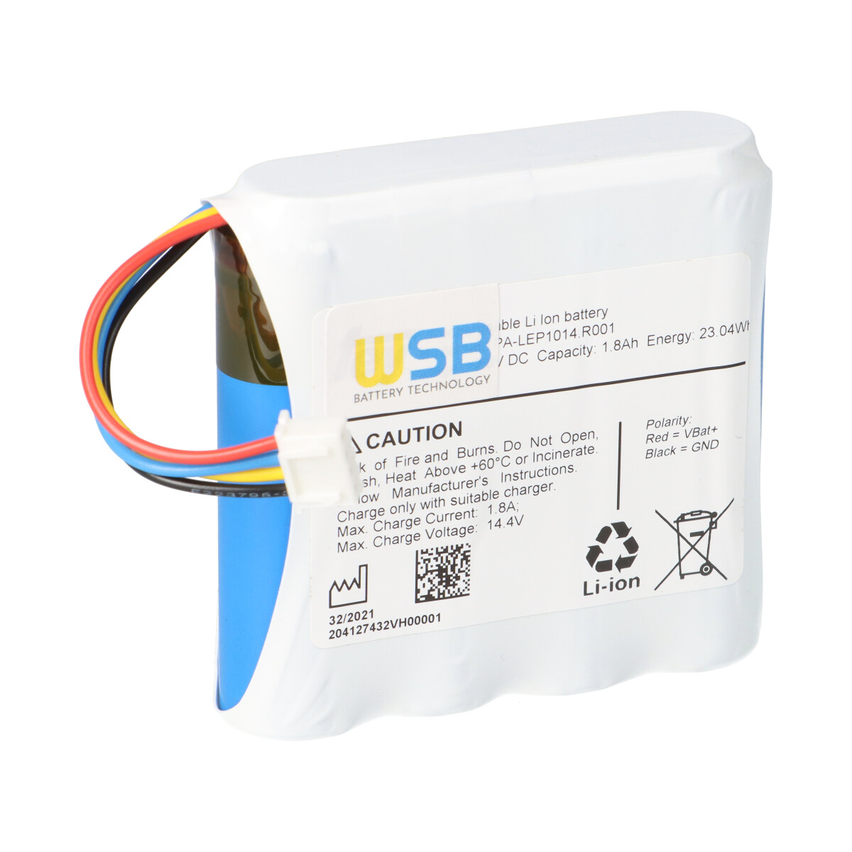 LiFePo4 Akku 12,8V 1,8Ah mit BMS und JST-Stecker