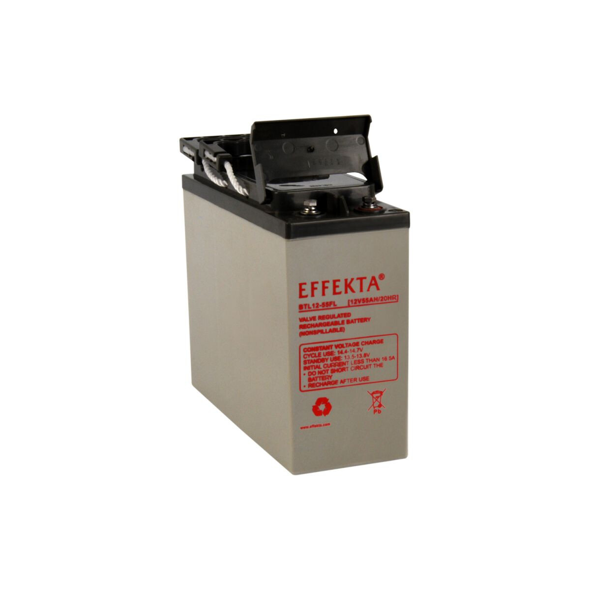 Effekta BTL 12-55FL AGM Akku 12V 55Ah Frontterminal – passend für 19-Zoll-USV & Telekom