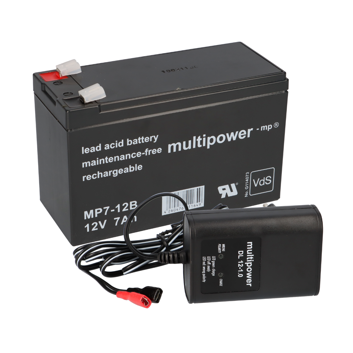Multipower Blei-Akku MP7-12B Pb 12V 7Ah + Ladegerät