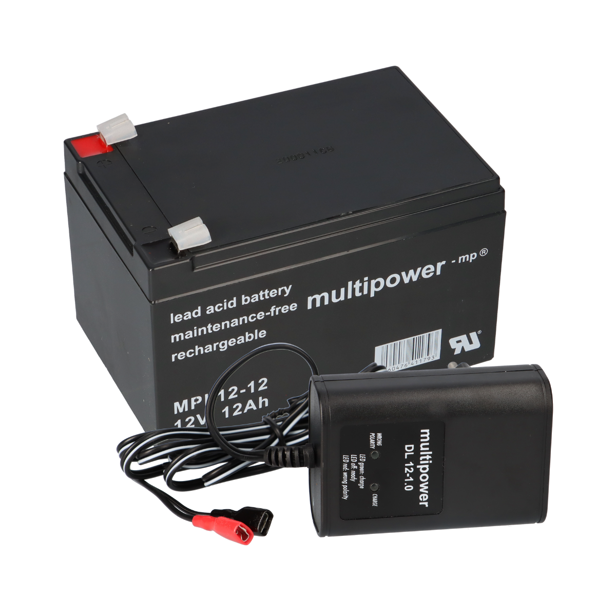 Multipower Blei-Akku MPL12-12 12V 12Ah + Ladegerät
