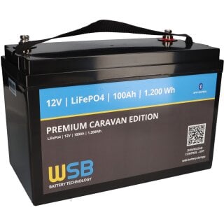 WSB LiFePO4 Akku 12V (12,8V) 100Ah inkl. Bluetooth Caravan Edition