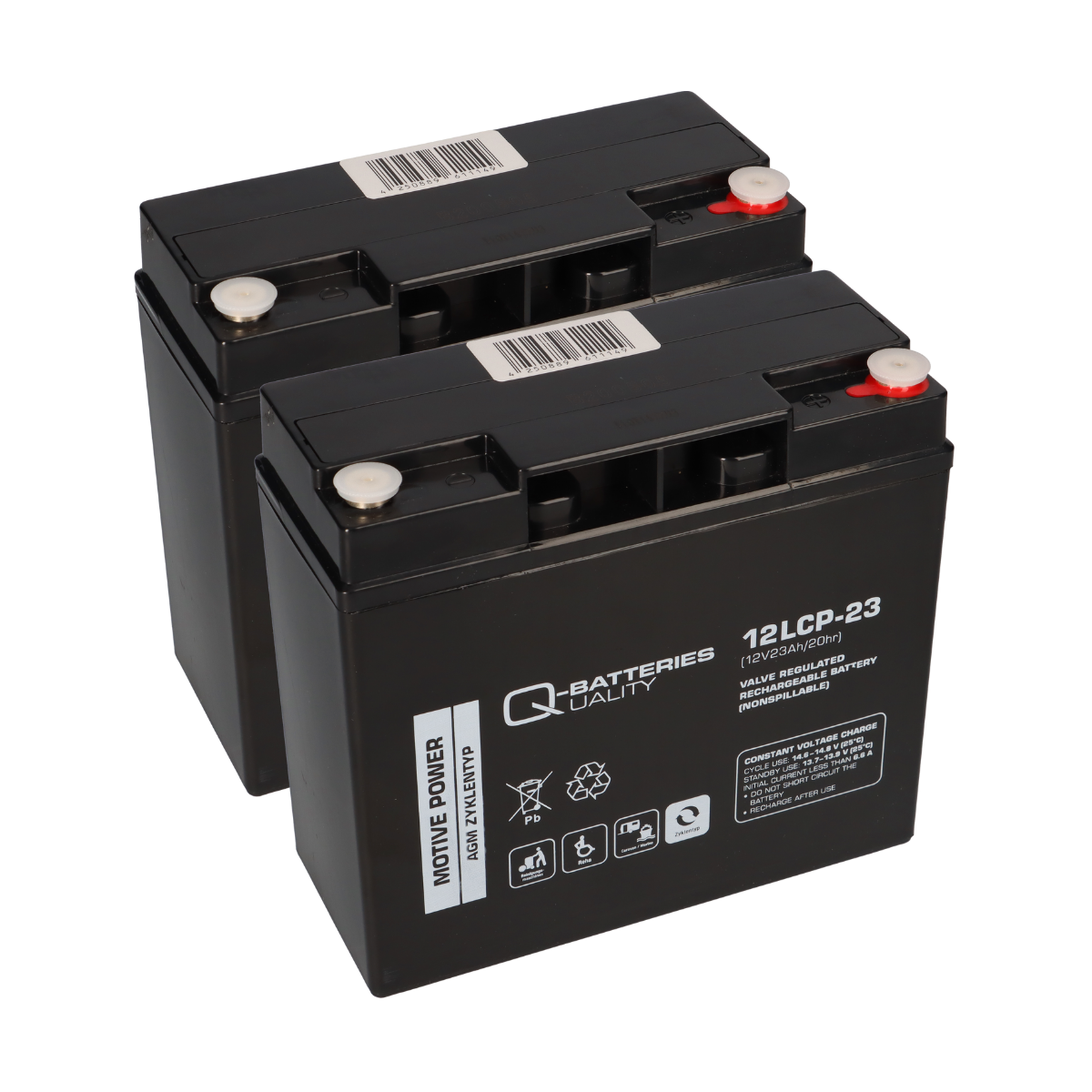 24V 23Ah Akku-Satz 2x Q-Batteries 12LCP-23 für Mobilis M23 M24 M34 M35