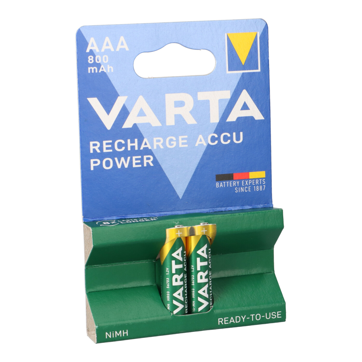 Varta Ready2Use AAA 800 mAh – NiMH 1,2 V Micro Akku, 2er-Blister (HR03)