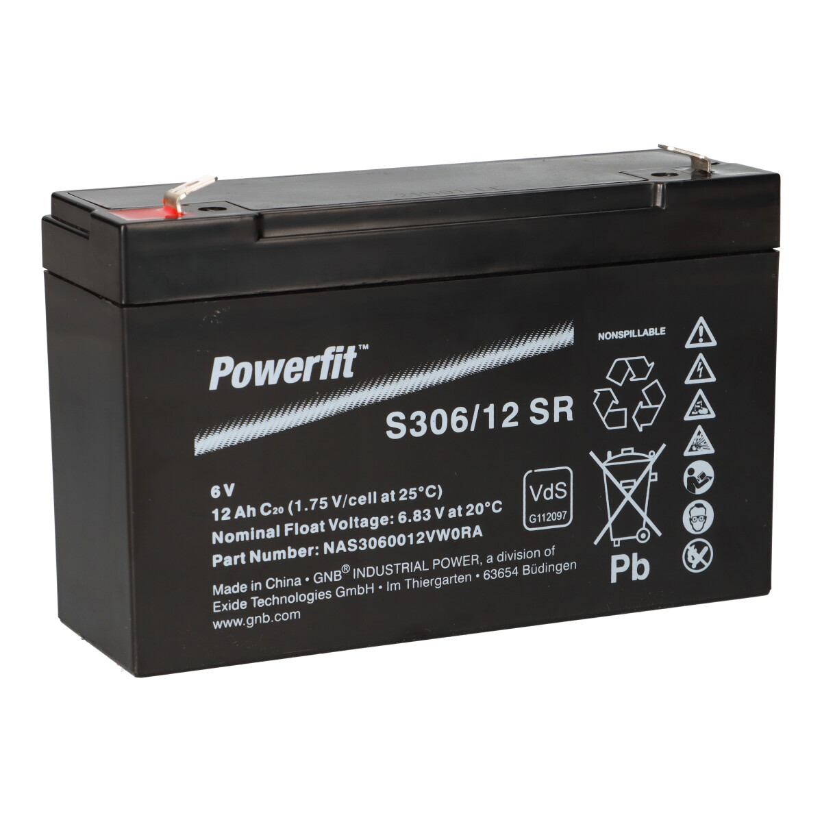 Exide Powerfit S306/12 SR 6V 12Ah AGM Standby-Akku