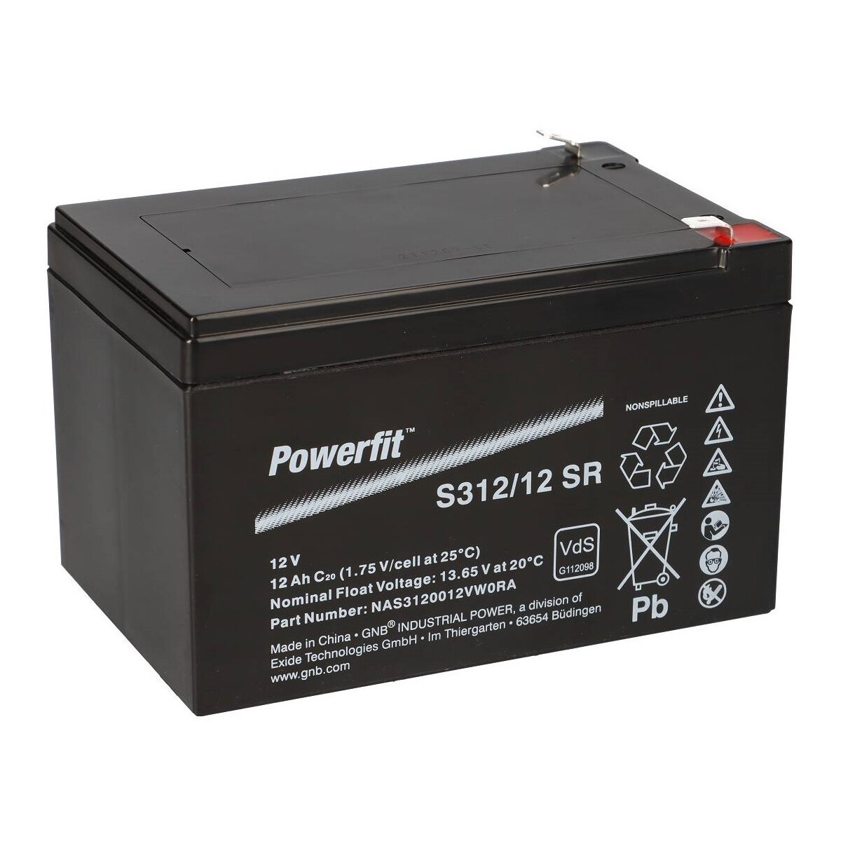 Exide Powerfit S312/12 SR 12V 12Ah AGM Standby-Akku