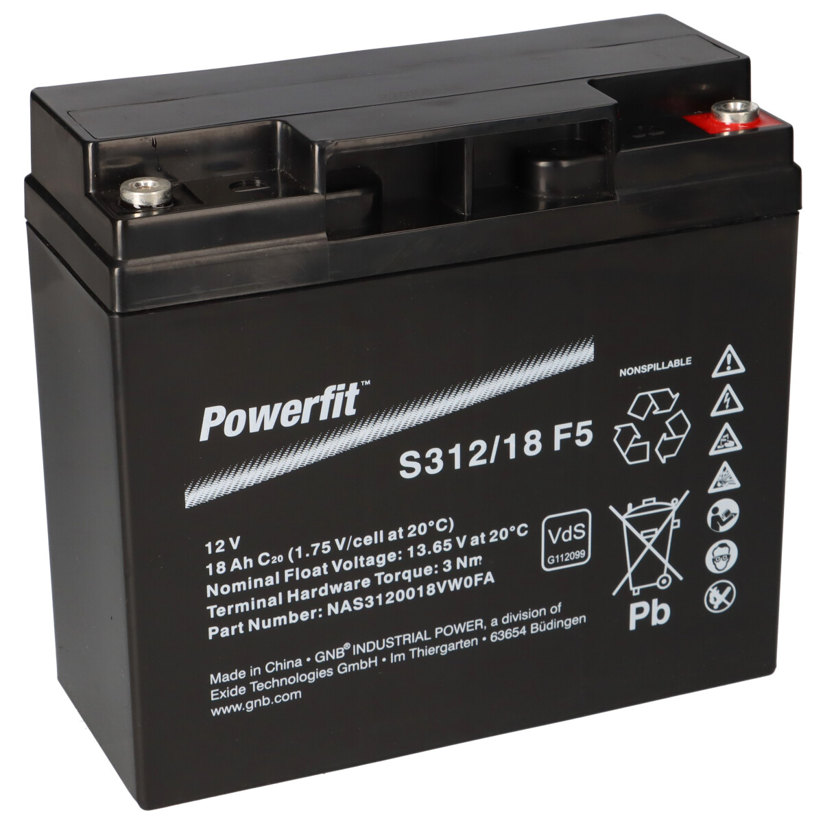 Exide Powerfit S312/18 F5 12V 18Ah AGM Standby-Akku