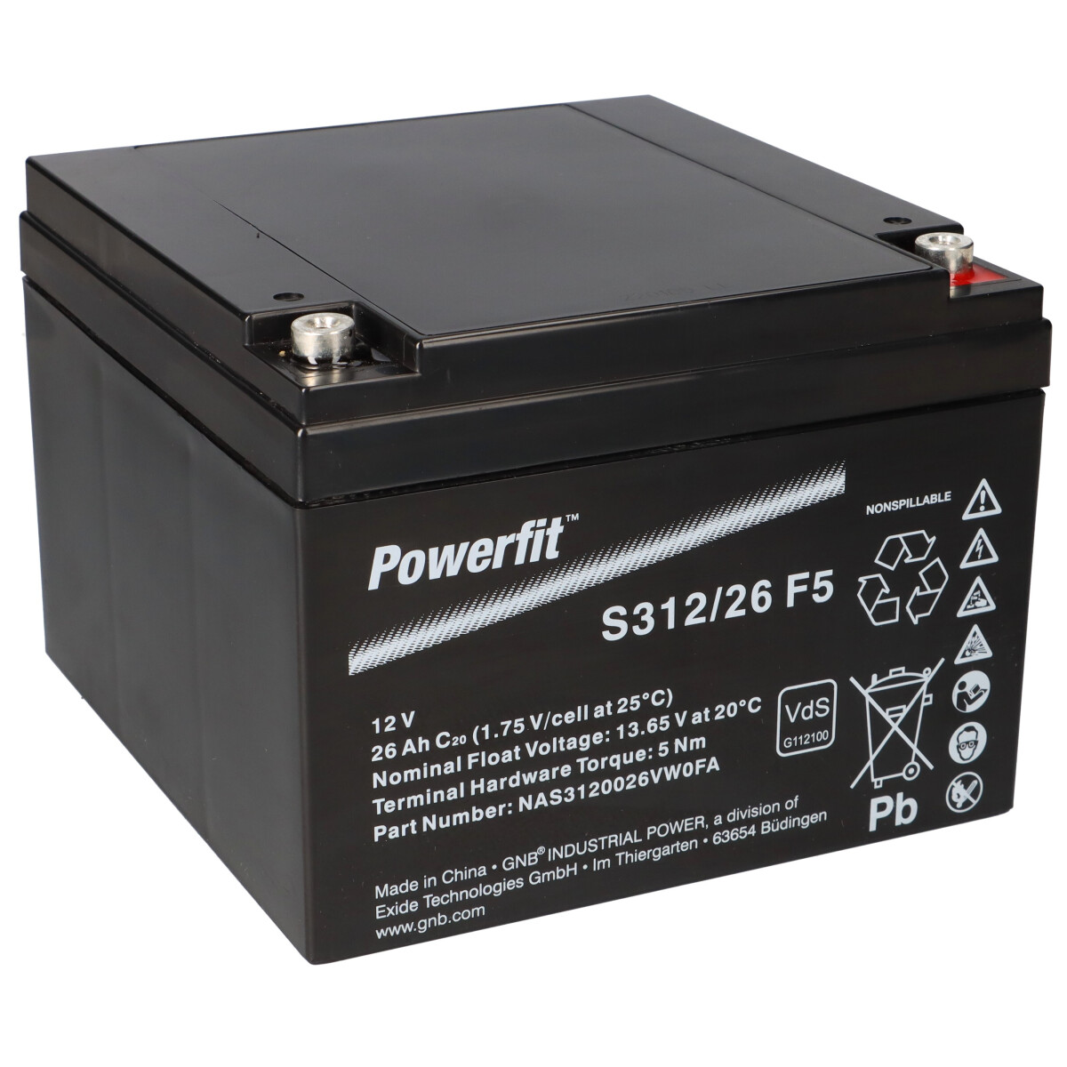 Exide Powerfit S312/26 F5 12V 26Ah AGM Standby-Akku