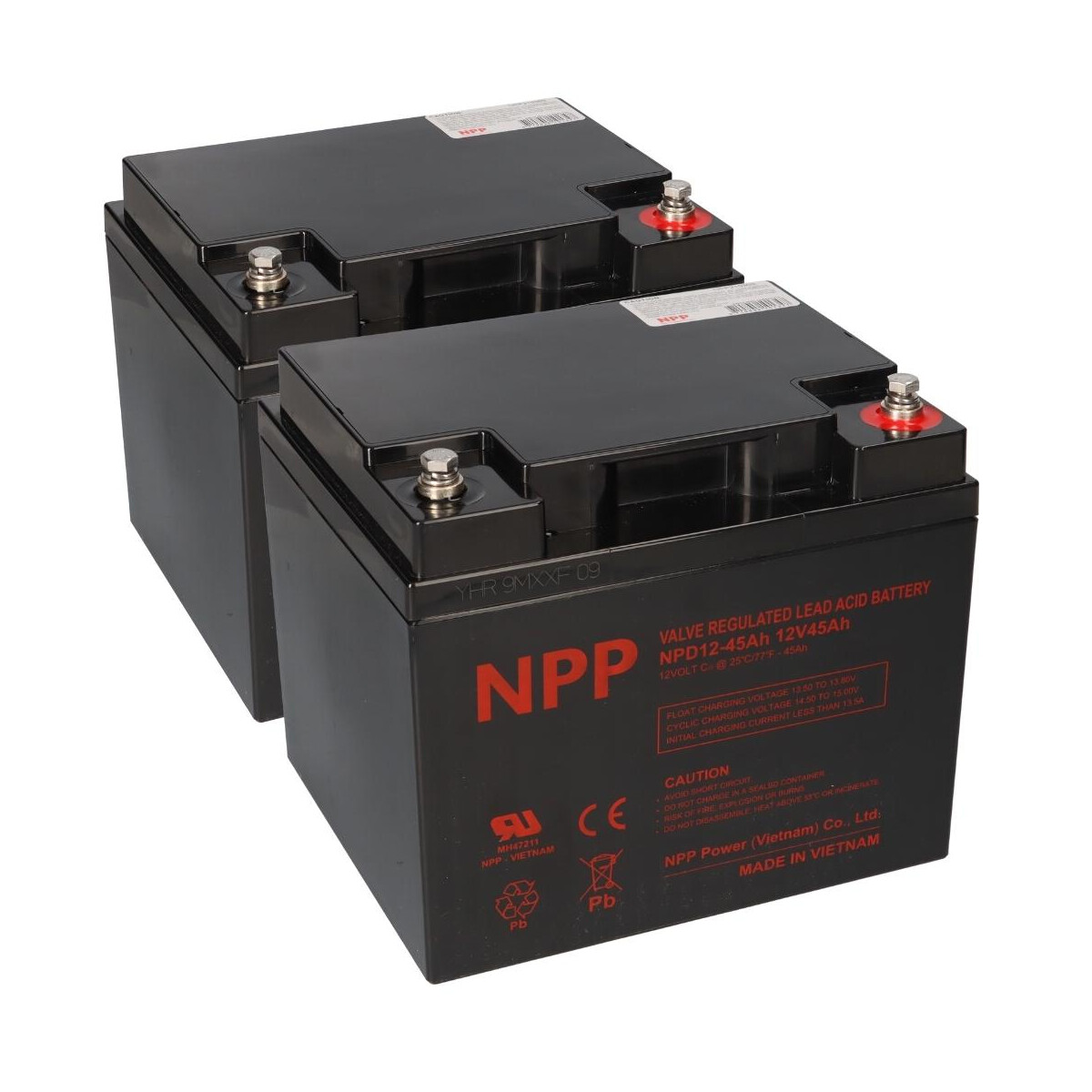 2x Blei-Akku NPD12-45 12V 45Ah zyklenfest für Rollstuhl & Seniorenmobil