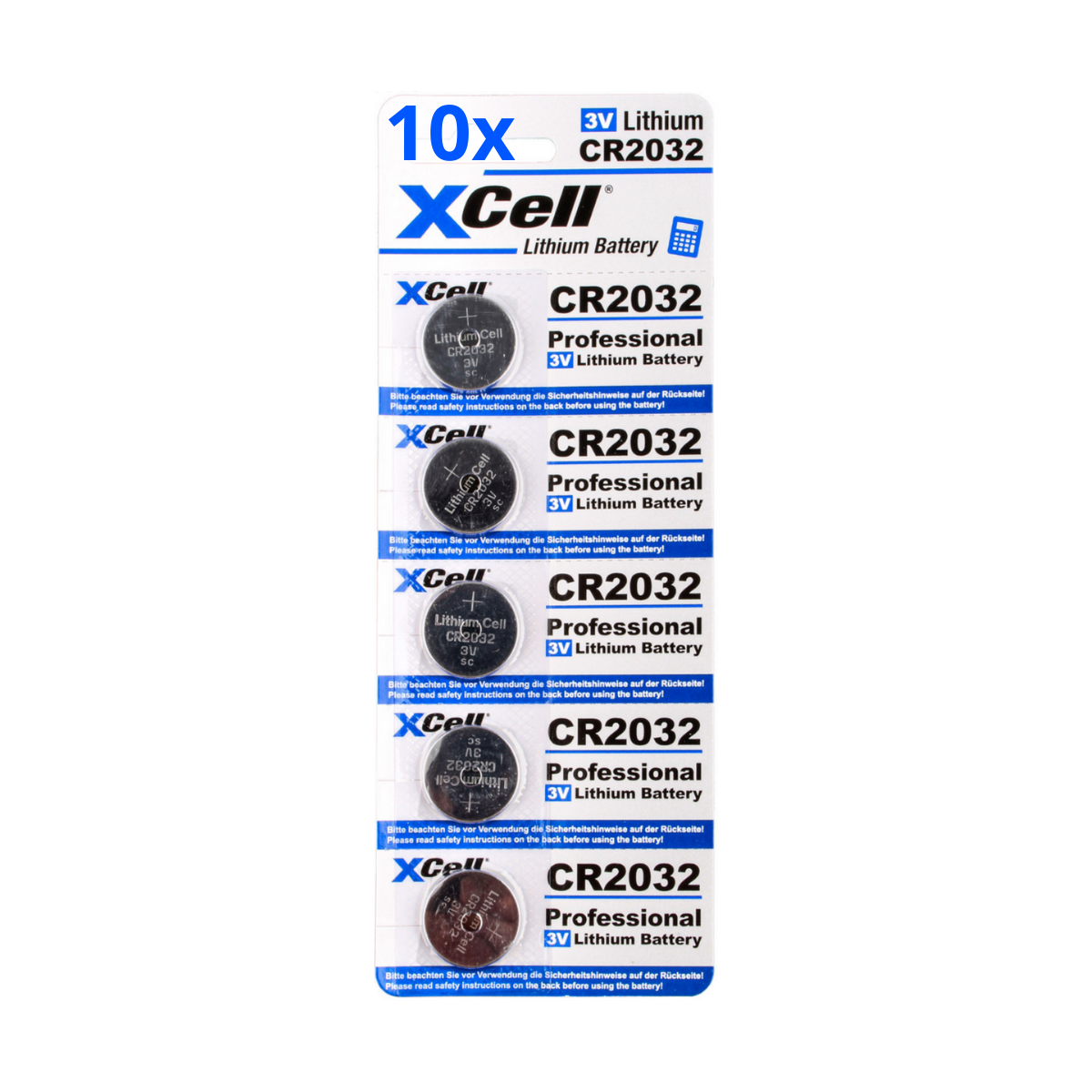 50er Spar-Set XCell CR2032 Lithium-Knopfzelle 3V / 220mAh (10x5er Pack)