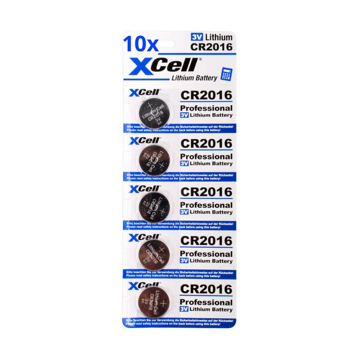 50x CR2016 Lithium-Knopfzelle 3V / 90mAh (10x 5er Pack)