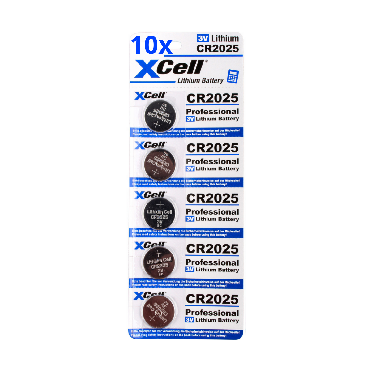 50x CR2025 Lithium-Knopfzelle 3V / 170mAh (10x 5er Pack)