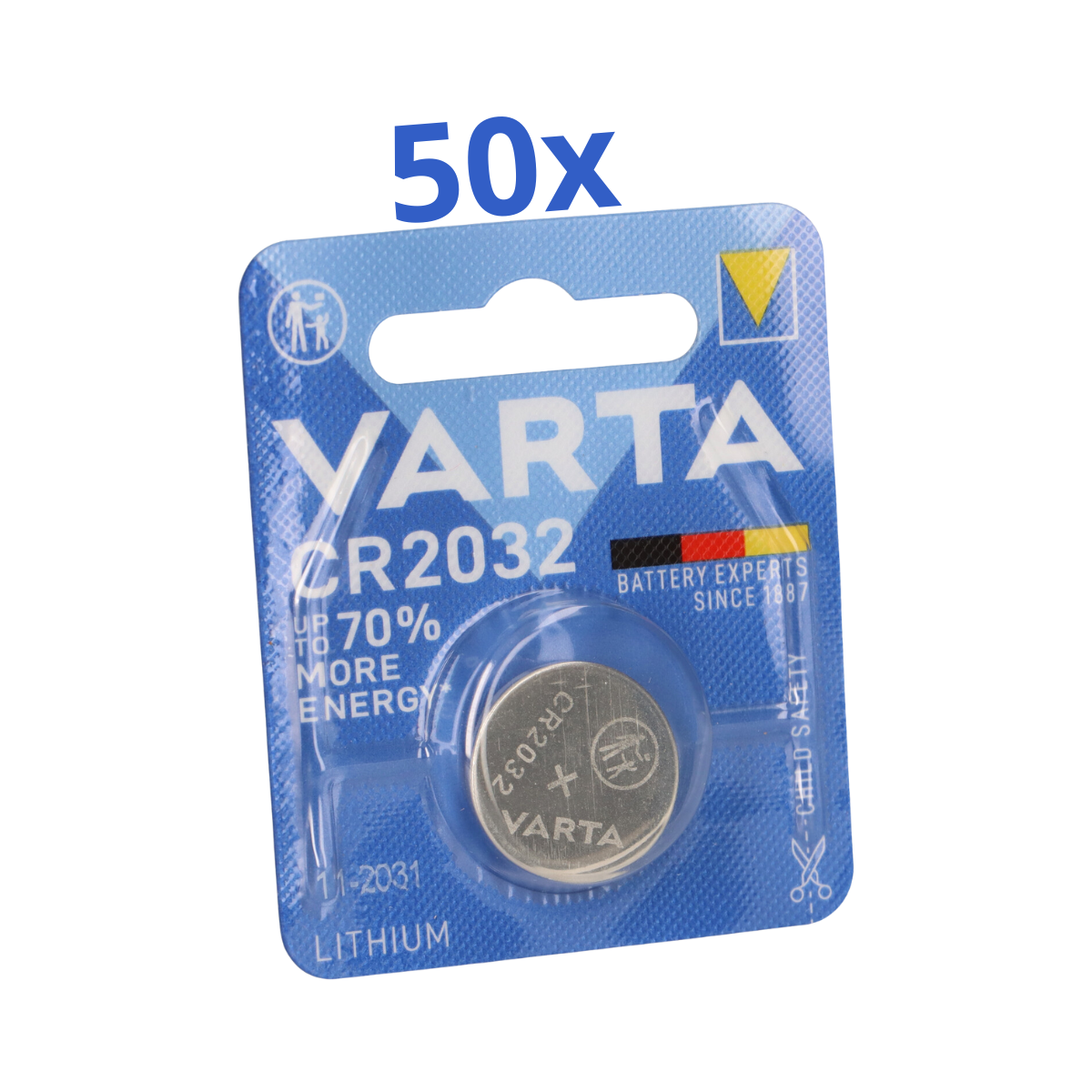 VARTA CR 2032 Lithium-Knopfzelle 3V 50 Stück 1er Blister