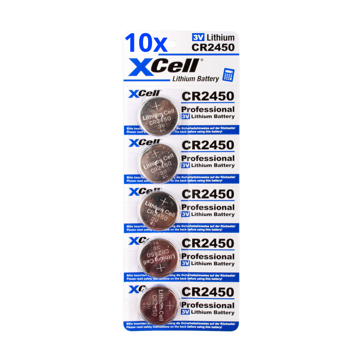 50x CR2450 Lithium-Knopfzelle 3V / 620mAh (10x 5er Pack)