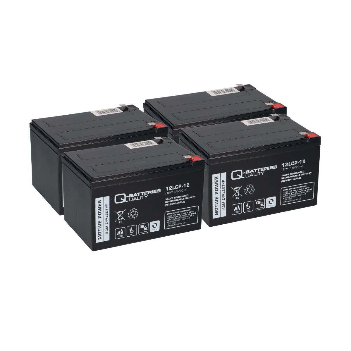 Akku kompatibel Elektro Scooter u.a. Revoluzzer 2.0 20 Basic 4x 12LCP-12 12V-13Ah AGM Blei Accu QB