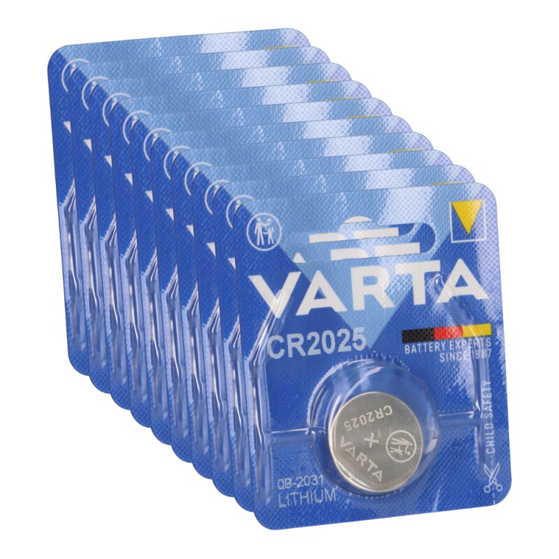 10 x VARTA CR 2025 CR2025 LithiumKnopfzelle 3V 1er Blister