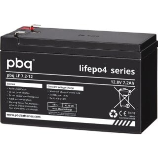 pbq LiFePO4-Akku 12,8V / 7,2Ah inkl. BMS Balancer Faston 6,3