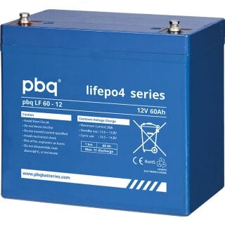 pbq LiFePO4-Akku 12,8V 62Ah inkl. BMS Balancer M6 Innengewinde