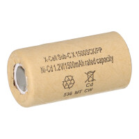 10x XCell 1500SCK NiCd-Akku Sub-C 1,2V 1500mAh – Pappm