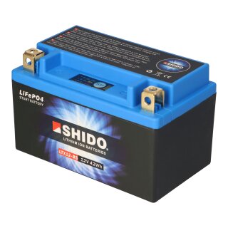 Motorrad Batterie Shido Lithium LTX12-BS / YTX12-BS, 12V/10AH (Maße:  150x87x130) : : Auto & Motorrad