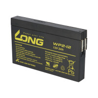 Kung Long WP2-12 12V 2Ah AGM Bleiakku F1 4,8mm 6