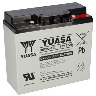 B-Ware Yuasa Blei-Akku REC22-12I Pb 12V 22Ah Zyklenfest, M5 Innengewinde