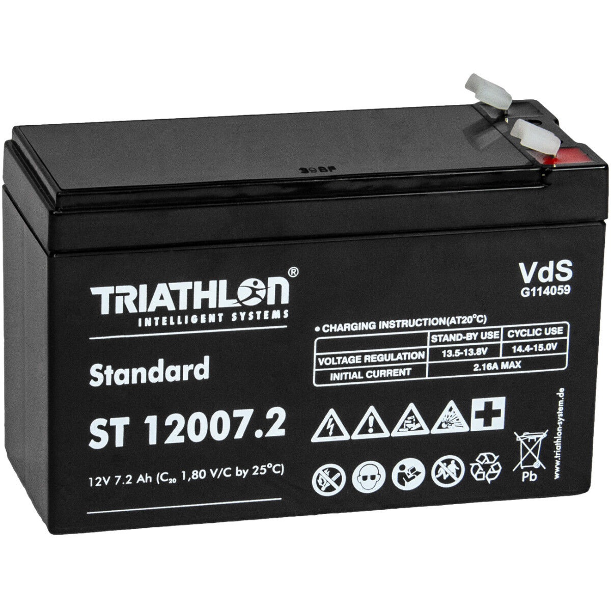Triathlon ST 12007.2 AGM Akku 12V 7,2Ah – passend für USV, Alarmanlage & Notlicht | VdS-Ausführung