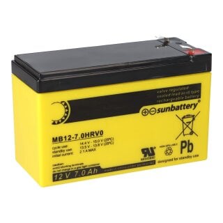 SUN Battery MB12-7HR AGM Akku 12V 8Ah Blei-Vlies-Akku