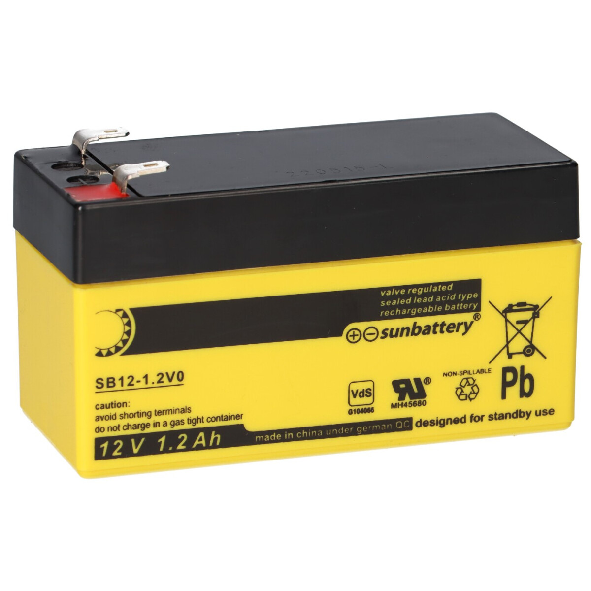 SUN Battery SB12-1.2V0 AGM Akku 12V 1,2Ah Blei-Akku mit VDS