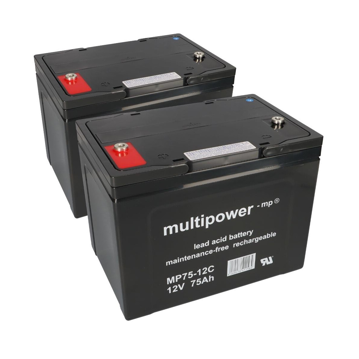 2x Multipower MP75-12C AGM Akku 24V 75Ah – passend für Ortopedia Touring 924S