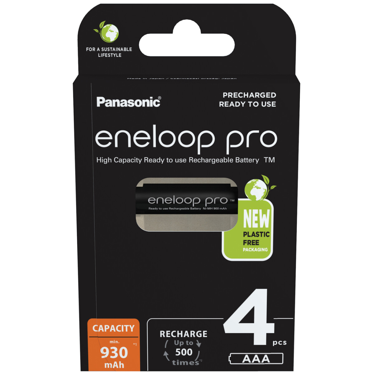 4x eneloop pro AAA Micro Akku BK-4HCDE/4BE Ni-MH 1,2V / 930mAh