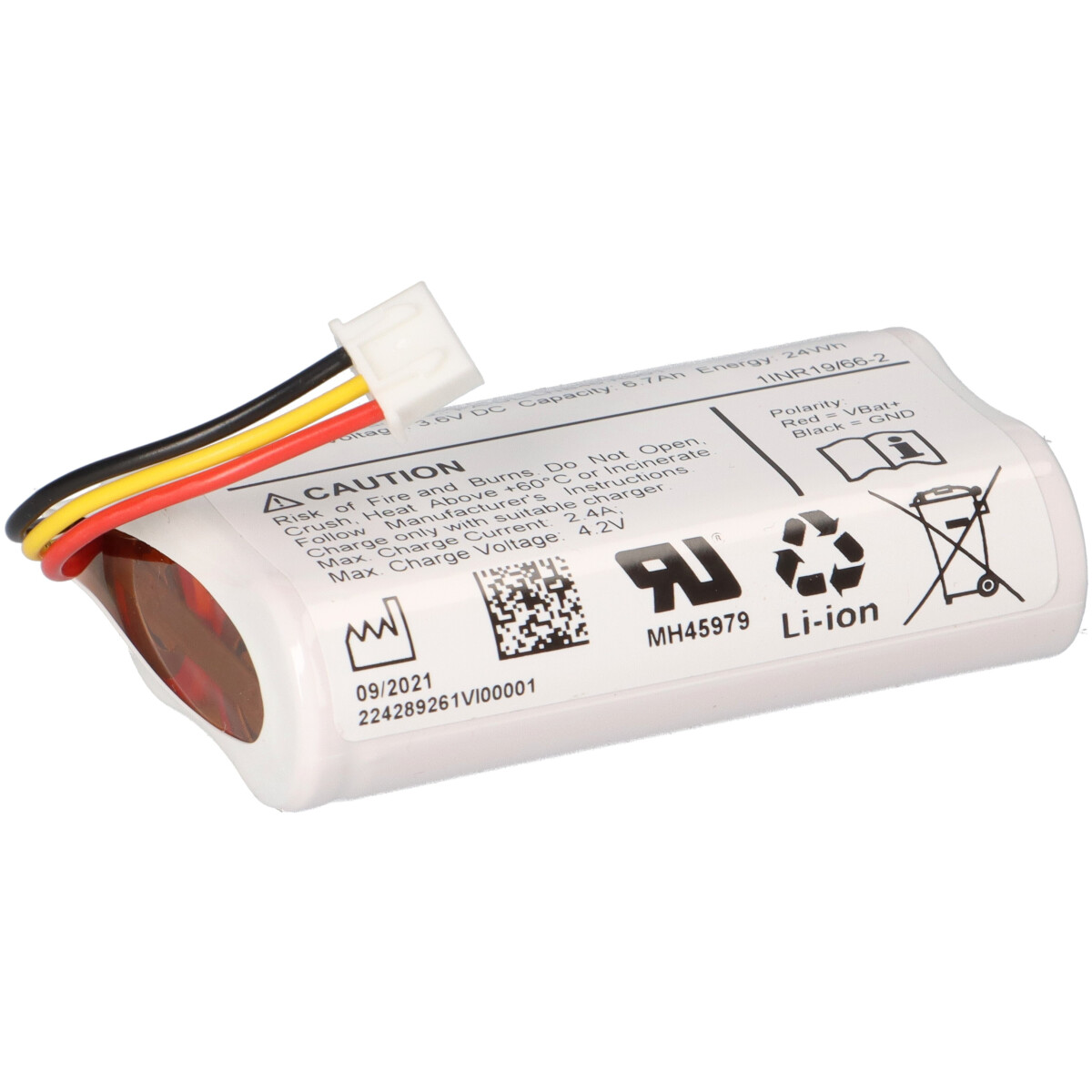 Li-Ion Akkupack 3,6 V 6,7 Ah (24 Wh) 1S2P – Panasonic NCR18650BF, mit Kabel & Stecker