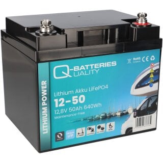 Q-Batteries Lithium Akku 12-50 12,8V 50Ah LiFePO4 Batterie