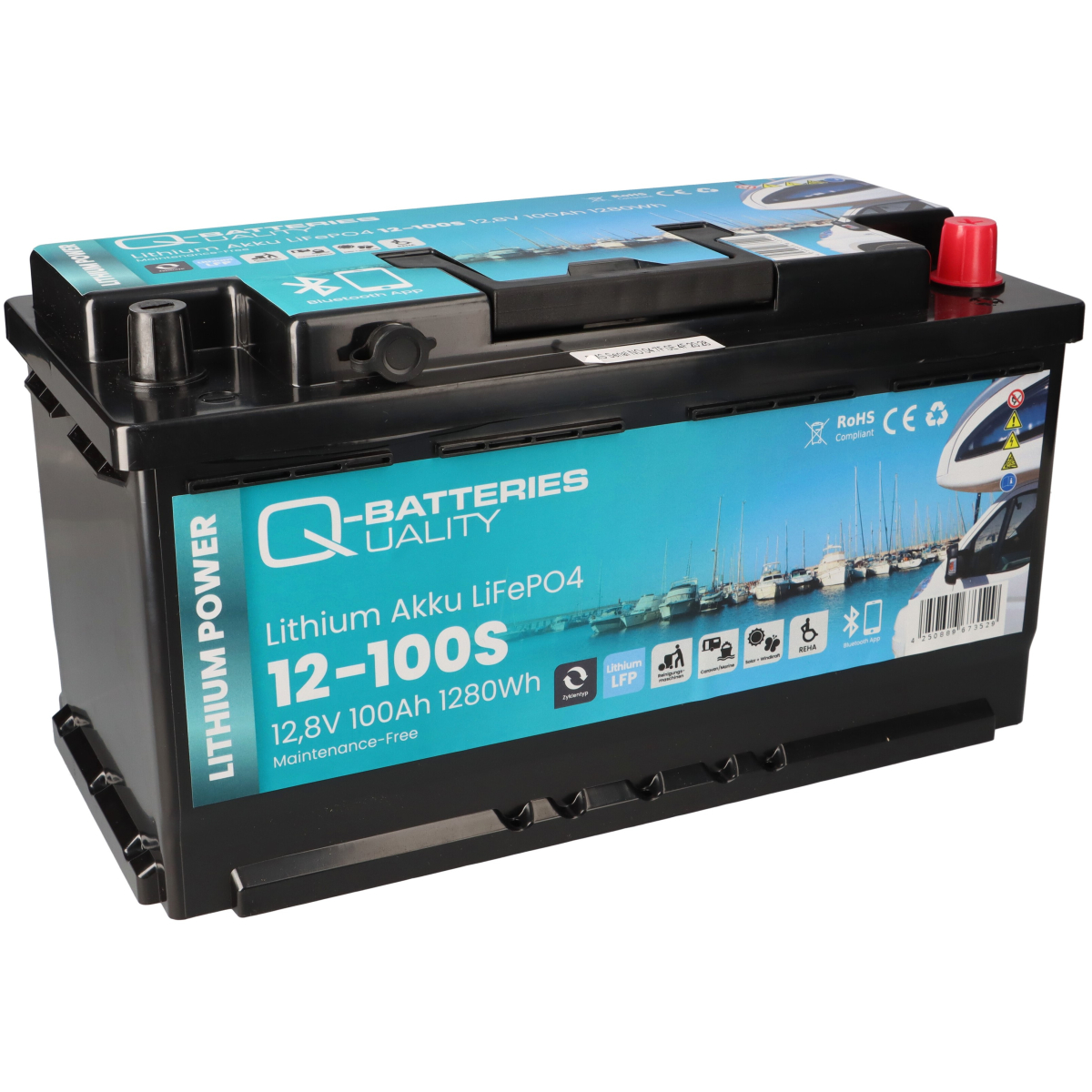 Q-Batteries LiFePO4 Akku 12-100S 12,8V 100Ah mit Bluetooth