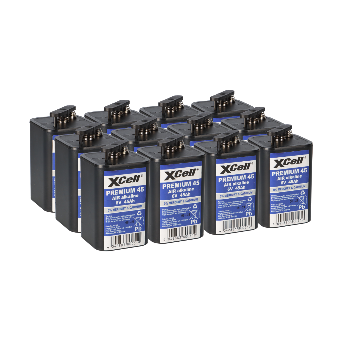 12x 4R25 XCell Premium 45 Blockbatterie 6V 45Ah für Baustellenlampe