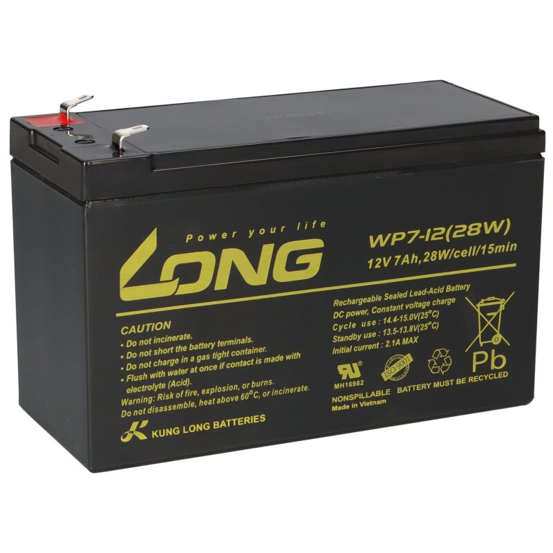 Kung Long VDS WP7-12(28W)/F1 12V 7 Ah Blei AGM Akku