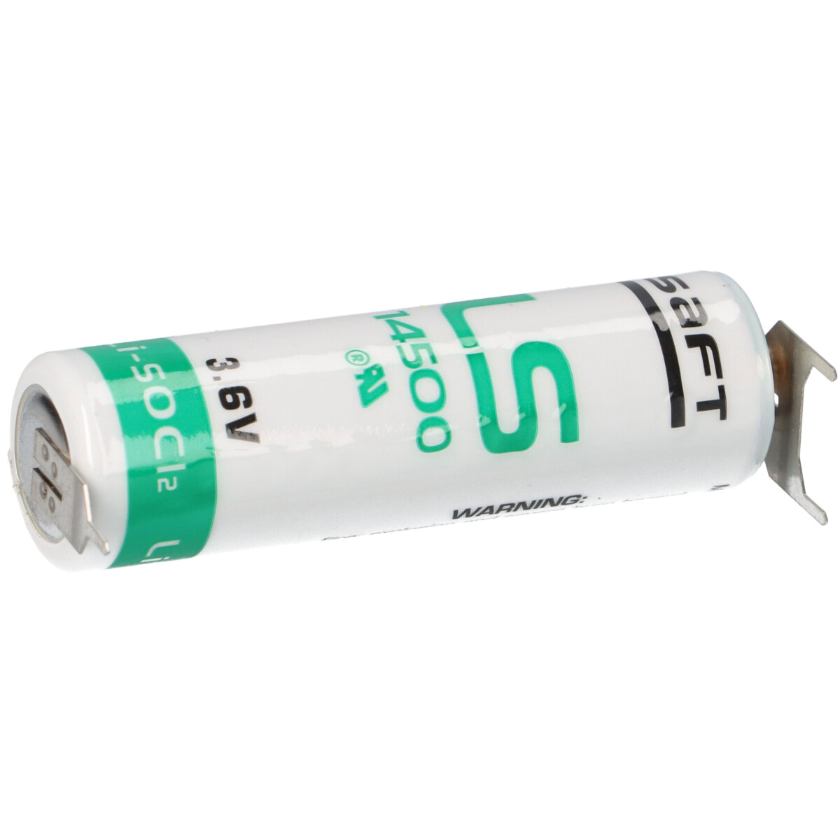 Saft LS14500-3PF 3,6V 2,6Ah AA Li-SOCl₂ – 3 Printpins ++/-