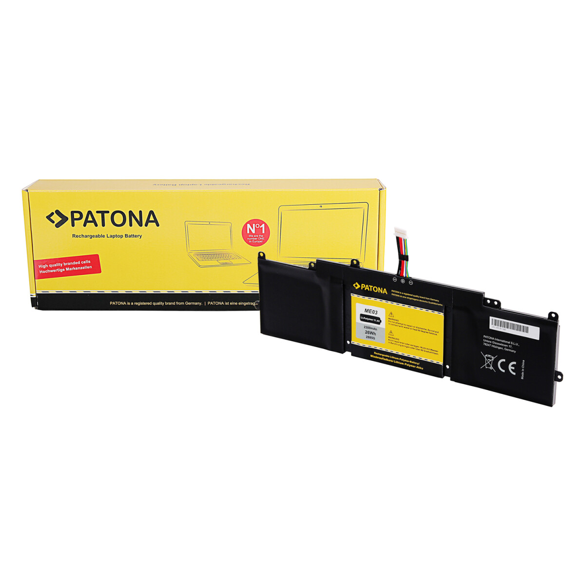 PATONA Akku für HP Stream 11 / Stream 13 – ME03XL, 11,4 V 2300 mAh 26 Wh