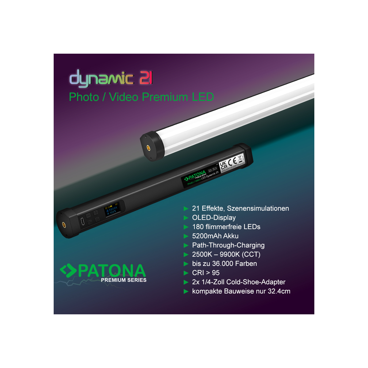 PATONA Premium LED RGB Tube Foto-/ Videolicht