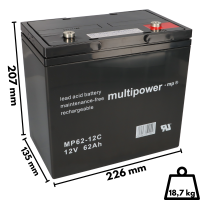 B-Ware Multipower MP62-12C AGM Zyklenakku 12V 62Ah – M