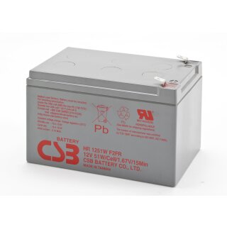 B-Ware CSB Hochstrom Bleiakku HR1251W 12V 51W - 12Ah Faston 6,3mm