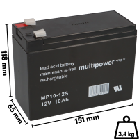 B-Ware Multipower MP10-12S AGM Bleiakku 12V 10Ah – F4,
