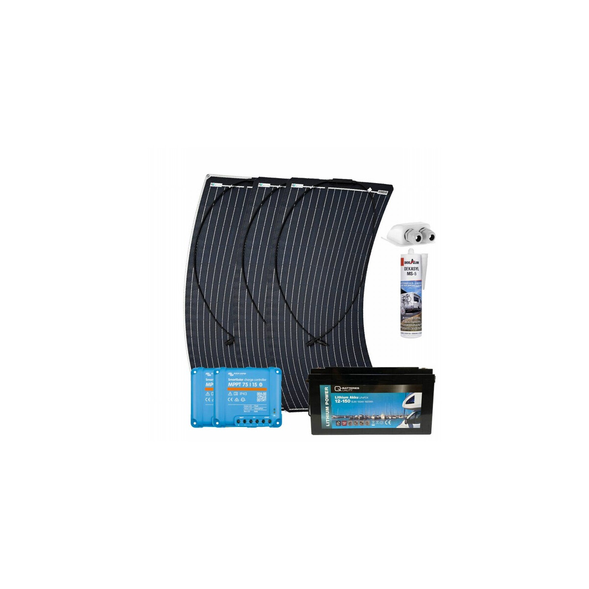 Wohnmobil Solar-Set 300W LiFePO4 12V 150Ah Victron MPPT Solarladeregler Autark Paket mit 0% MwSt nach §12 Abs. 3 UstG