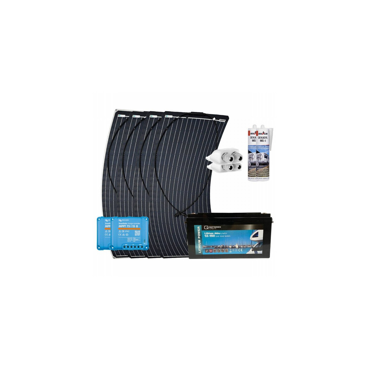 Wohnmobil Solar-Set 400W LiFePO4 12V 150Ah Victron MPPT Solarladeregler Autark Paket mit 0% MwSt nach §12 Abs. 3 UstG