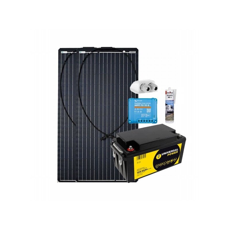 Wohnmobil Solar-Set 200W 78 Ah AGM Batterie Victron MPPT Solarladereg