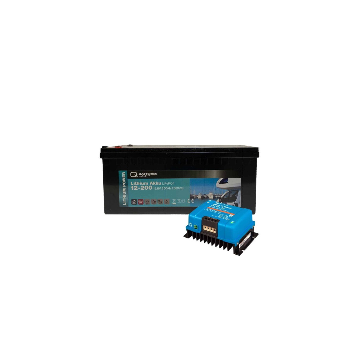 Ladebooster Set- Q-Batteries LiFePO4 12,8V 200 Ah Victron Orion-Tr Smart 12/12-30A Ladebooster
